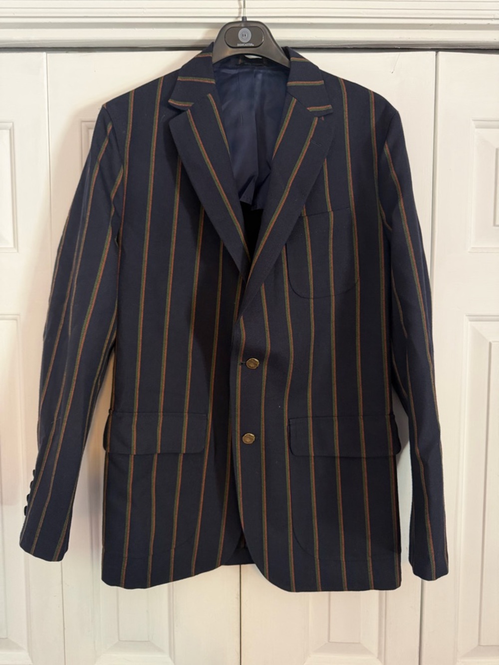 RARE Sid Mashburn Navy Blue Ghost Striped Blazer Sz 40 (50EU)